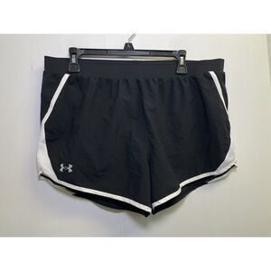 Under Armour UA Fly By 2.0 Short Black/White 1350196-002 Women's XL Brief Lined‎